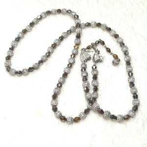 Vintage Trifari Crown 1962 White Rhodium Beaded Necklace "Electra Collection"